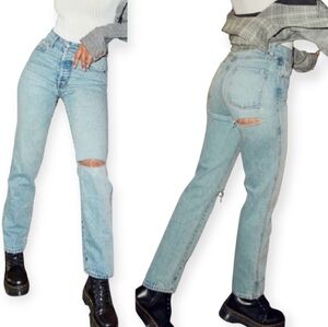 NWT Revice Ex-Boyfriend Jeans in Player One Wash Distressed Slits Size 28